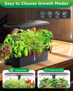 Hydroponics Growing System Kits,Smart Indoor Herb Garden with 24W LED Grow Light Planting Height Adjustablewith,12 Pods Plant Germination Kit,with Quiet Pump, Ideal Gift for All Ages