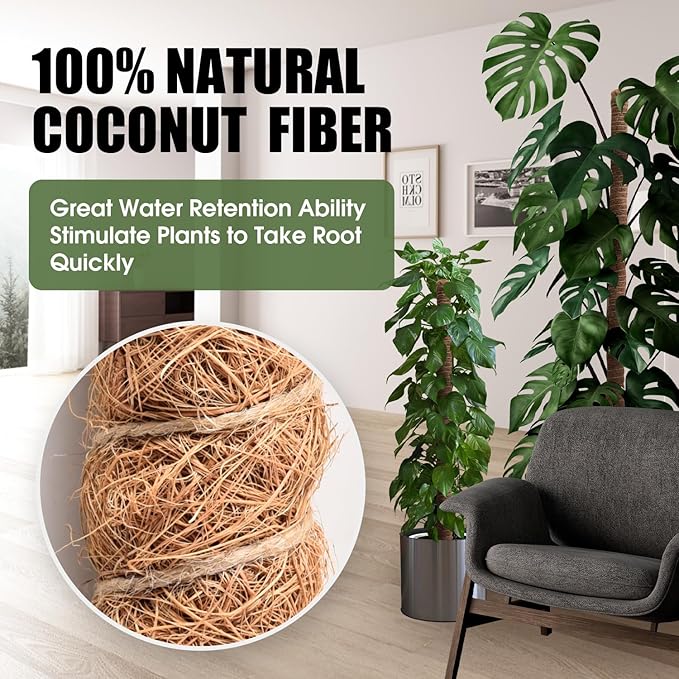 4 Pack Moss Pole 63 Inch Monstera Plant Support Moss Poles Bendable for Climbing Plants Longer Coco Coir Sticks Support Stakes Tall for Indoor Creeper DIY Shape Plants Grow Upwards