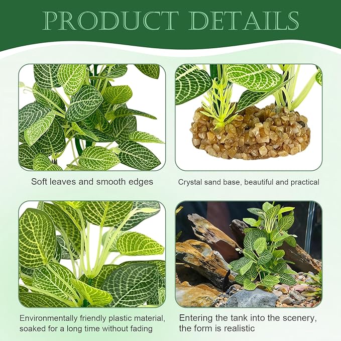 Silk Aquarium Plants (2-Pack) 9.8 Inch Artificial Plastic Fish Fish Habitat Decor, Small to Moderate Size Aquarium Decorations, Safe Green Plants for Freshwater Tanks