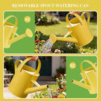 Topadorn Watering Can for Plants, 55 Oz Metal Watering Can with Removable Spout for Indoor & Outdoor Plants, Long Spout Garden Watering Can, Yellow