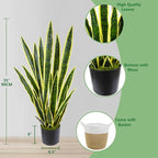 Warmplants Artificial Snake Plant, 3ft Fake Sansevieria with Basket, 35" Fake Mother in Law Plants, Perfect Faux Potted Plant Greenery for Indoor Home Office Store Lifelike Decoration (Yellow)