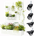 Metal Planter Box with Trellis, 71"x47"x16" Raised Garden Bed Outdoor with Privacy Screen & Lattice Trellis & Lockable Casters, Vertical Garden Box with Drainage Hole for Climbing Plants, Vegetable