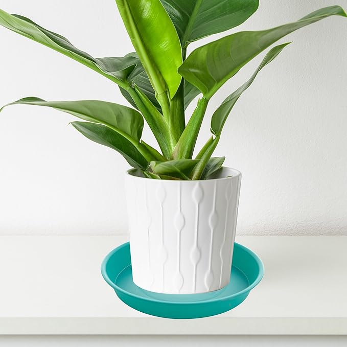 2 Pack of 20 21 inch Plant Saucer Round, Deep Plant Saucers for Pots, Heavy Duty Plastic Plant Drip Tray for Indoors Outdoor, Bird Bath Bowls, Plant Trays for Planter 19-22" (21 inch, Teal)