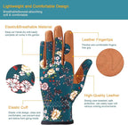 Bamllum Leather Gardening Gloves for Women - Working Gloves for Weeding, Digging, Planting, Raking and Pruning