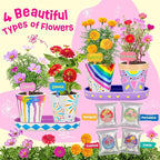 4 Set Paint & Plant Flower Gardening Kit - Gifts for Girls Ages 8-12, Arts and Crafts for Kids Ages 8-12, Kids Gardening Set, Toys Birthday Easter Gifts for Kids Girls Boys Ages 6 7 8 9 10 11 12
