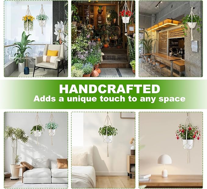 Oligei 2 Pack Macrame Plant Hanger, 34"/41" Hanging Planters for Indoor Plants, Strong Hanging Planter Holder with 2 Hooks (Pots Not Included)