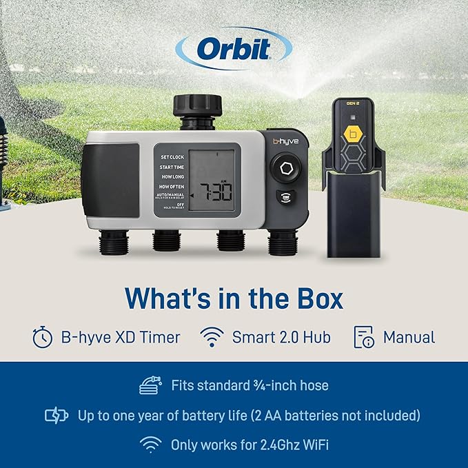 Orbit 24639 B-hyve XD 4-Port Smart Hose Watering Timer with Wi-Fi Hub