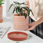 Yukfona Ceramic Plant Saucer Pot Tray 8.5 Inch, Planter Saucers 6 7 8 9 10 11 12 15 Inch, Durable Sturdy Flower Drainage drip Water Tray for Glazed Pots Base (8.5 Inch- Red Terracotta)