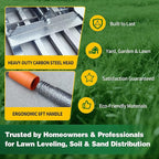 Lawn Leveling Rake 30x10 Inch, 6FT Heavy-Duty Carbon Steel Lawn Leveler – Yard Leveling Rake for Soil, Sand, Grass, Perfect for Lawn Repair, Pit Filling & Garden Maintenance