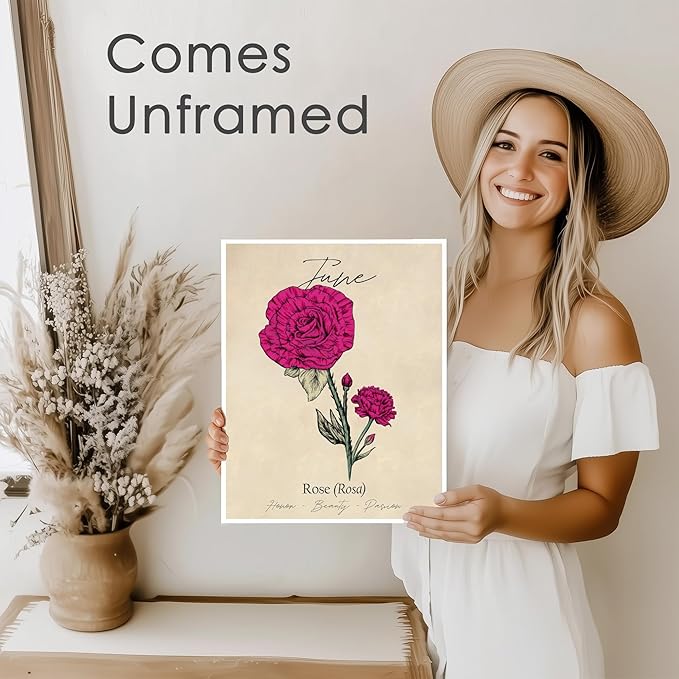 June Birth Flower Art Print - 11x14 (Unframed) | Capturing the Splendor of the June Birth Flower | Decor Accent for Birthdays and Special Occasions | Living Room Decor | Modern Home Decor