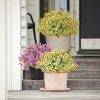 ATTGREAT Artificial Flowers Outdoor Faux Plants UV Resistant Fake Patio Flowers Plastic Greenery Plnats Outside Bulk for Spring Garden Hanging Planter Home Vase Decor, 24 Bundles (Yellow)