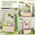 Giantex Set of 2 Raised Garden Bed with Sided Trellis & Hanging Roof, Wood Planter Box, Freestanding Garden Planter Raised Bed for Flowers Herbs Climbing Vines 31”x16”x41” (L x W x H)