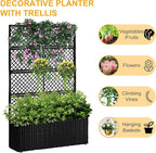 52’’ H Garden Planter Box with Trellis Outdoor for Vine Climbing Plants, Flowers Handwoven Rattan Garden Bed with Removable Liners for Backyard Patio Balcony