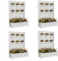 5' Tall Raised Garden Bed with Trellis, Self Watering Planter Box for Outdoor Climbing Plants Resin Garden Lattice for Vegetables, Flowers, Tomato & Vine with Drainage Holes (Ashen, 4 Pack)
