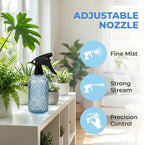 Glass Plant Mister Spray Bottle, 12oz Refillable Handheld Watering Can with Adjustable Nozzle, Fine Mist and Stream for Garden Flowers and Home Cleaning