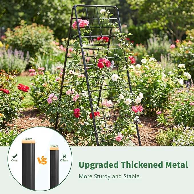 2 Pack Cucumber Trellis, 59" High Foldable A-Frame Garden Trellis for Raised Bed Garden Grow Support with Plant Support Clips Ties for Cucumber,Tomato, Climbing Plants and Flowers