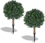 Shinoske 23" Boxwood Topiary Balls Tree Artificial Outdoor,Set of 2 Outdoor Fake Bushes Plant with Ground Spike,UV Resistant Artificial Plants for Garden,Porch,Yard,Balcony Decor