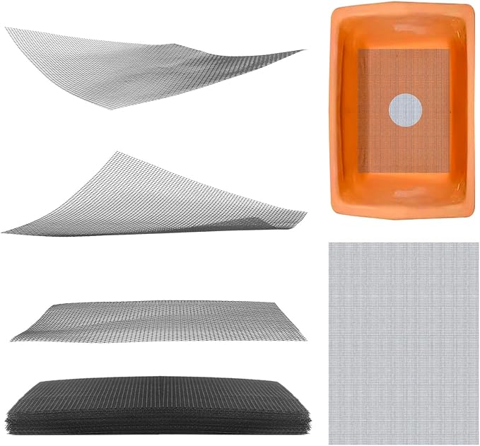 10 PCS Flower Pot Hole Mesh Pad, 8×12inch Squares Drainage Hole, Plant Pot Drainage Mat, Plant Potting Mat to Prevent Soil Loss, Gardening Gifts for Friend