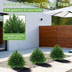 Grooy Artificial CedarTopiary Bushes for Outdoors with Spike, Set of 2 Cypress Topiary Trees with UV Resistant, Outdoors Fake Shrubs Faux Plants for Front Porch Indoor Outdoor Decor
