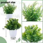 GREENTIME 2 Pack Small Fake Potted Plants for Home Decor Faux Eucalyptus Plant in White Pot Artificial Mini Fern Greenery for Bathroom Shelf Indoor Office Desk Living Room Kitchen Decorations