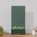 Casaphoria Metal Raised Garden Bed with Trellis and Wheels, 72"x35"x16" Planter Box for Climbing Plants, Vegetables & Vines, Features Drainage Holes and Privacy Screen, Drak Green-Louvered