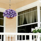 Artificial Hanging Flowers Plant with Basket for Outdoors, Silk Bougainvillea in Planters Faux Hanging Plants for Outdoor Look Real UV Resistant Flower for Outside Porch Patio Garden Home Decor, Mix