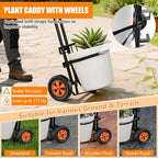 KJX Adjustable Plant Caddy with Wheels, Heavy Duty Plant Dolly Cart with Grab Arm and Strap Dual Protection, Garden Potted Plant Mover Dolly for Planter Flower Pots Indoor Outdoor