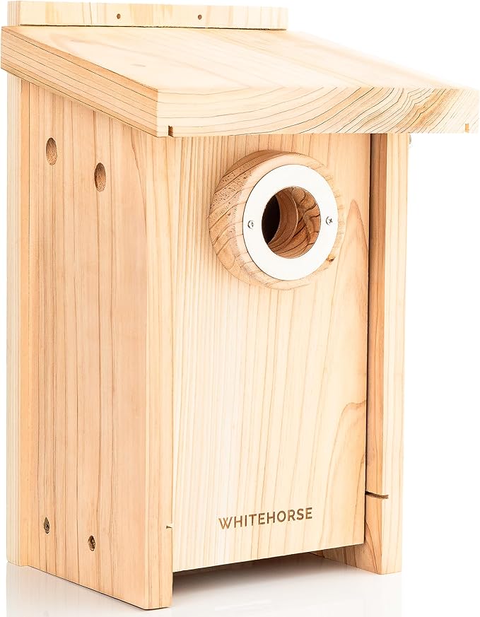 WHITEHORSE Bluebird House - Weatherproof Bird House for Outdoors - Cedar Birdhouse Built to NABS Specs - Nest Box for Western Bluebirds, Tree Swallows, Nuthatches & More (22” Floor)
