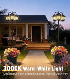 3-Head Solar Lamp Post with Planter, 74" Solar Light Flower Pot Lamp Post, 60Lm Waterproof Solar Light Poles for Outside, Garden, Patio, Yard, Driveway, Replaceable Bulb, Warm White (3000K)