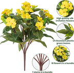 Nigirior Artificial Fake Flowers for Outdoor Décor 6 Bundles UV Resistant Fake Plants for Planter Faux Impatiens for Home Porch/Garden Stunning（Yellow）