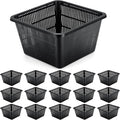 16 Pcs Aquatic Plant Baskets for Hydroponics Water Plant Pots Black Plastic Mesh Basket 9 x 9 x 5.2 Inch Square Pond Containers for Island Live Aquarium Botany Flowers