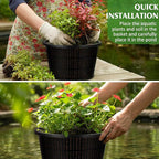 Weysat 8pcs Pond Plant Baskets Hydroponic Baskets 8.3 Inch Round Aquatic Plant Net Pot Large Plastic Net Container Black Mesh Pond Container for Hydroponics Live Aquarium Nursery Grow