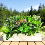 12 Pcs Artificial Plants for Outdoors Faux Greenery Leaves UV Resistant Realistic Plastic Large Bunches Shrubs Bushes with Flowers, Fake Plants Decor Outdoor for Front Porch Door Patio Garden Yard