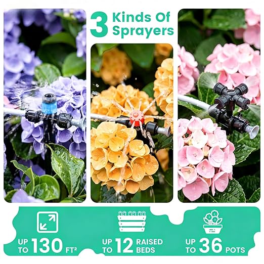 240FT Quick-Connect Drip Irrigation System, Garden Watering System 1/4" & 1/2" Fast-Lock Tubing, Adjustable Nozzles Emitters for Outdoor Raised Garden Beds,Greenhouse, Lawn, Patio