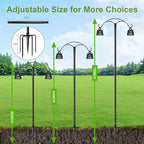 70 Inch Shepherds Hooks for Outdoor,Heavy Duty Shepherds Hooks for Outdoor with 5 Prong Base, Adjustable Stand Hanger for Garden Plant, Hummingbird Feeder, Lantern, Hanging Wedding Decor (2 Pack)