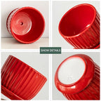 Ton Sin Ceramic Plant Pots - 4/5/6 Inch Red Planters Set of 3 with Drainage Holes and Saucer - Indoor Flower Pots for Plants Ceramic Planters for Indoor Gardening Succulent Pots
