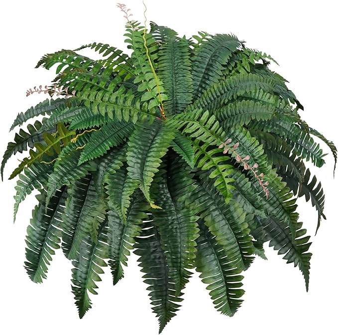 Der Rose 49" Fake Ferns Set of 1 Artificial Boston Ferns Bush Plants with 96 Fronds for Outdoor Home Garden Porch Decor