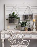 SOFE Farmhouse Galvanized Metal Hanging Planter Basket Set of 2, Unique Hanging Plant Pot Indoor Outdoor, 14 Inch/12inch Flower Pots Holder with Chain Hook, Home Garden Patio Decor