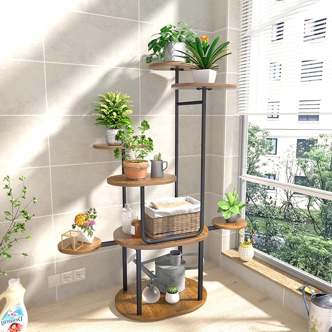 REFGY Plant Stand Indoor 8 Tier, Corner Plant Stand for Indoor Plants, 38.58" Tall Plant Stands, U-Shape Corner Shelf for Multiple Plants, Metal Plant Shelf for Living Room, Balcony, Patio, Garden