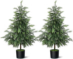 3FT Real Touch Cedar Topiary Trees for Front Porch Decor, Artificial Shrubs Faux Plants Potted UV Resistant Fake Greenery for Outdoor Indoor Door Garden Farmhouse Home Decoration (Set of 2)
