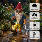 Garden Gnome Outdoor Statue -10.2 inches Outdoor Decor for Patio Yard Balcony Pathway - Self-Growth & Win-Win Gift - Gnome Lantern Bearer: Illuminate the Path for Others