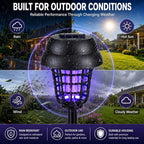 4 Pack Solar Bug Zapper Outdoor Waterproof Solar Powered Mosquito Zapper Repellent Outdoor Patio,Cordless & Auto On/Off Purple White Light Small Fly Insect Zappers for Garden Backyard
