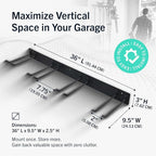 StoreYourBoard 36" Garage Tool Organizer Wall Mount | Garden Tool Organizer System | Heavy Duty Garden Tool Storage Rack for Yard Tools Rakes Shovels 250lbs Garage Organization | 4 PVC Coated Hooks