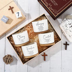 Sieral 4pcs Mothers Day Christian Gift Bible Verse Succulent Pots 3 x 3 x 2 Inch Mini Ceramic Succulent Planters with Bamboo Tray Small Plant Pots Gift for Church Women, Plants Not Included (Classic)