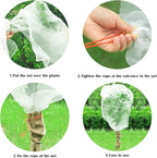 4 Pack Garden Neting Plant Insect Bird Barrier Mesh with Drawstring 4.6Ft x 5.91Ft Mesh Plant Covers Freeze Protection Tomato Barrier Bag for Garden Flower Blueberry Vegetables Fruits Bird Eating