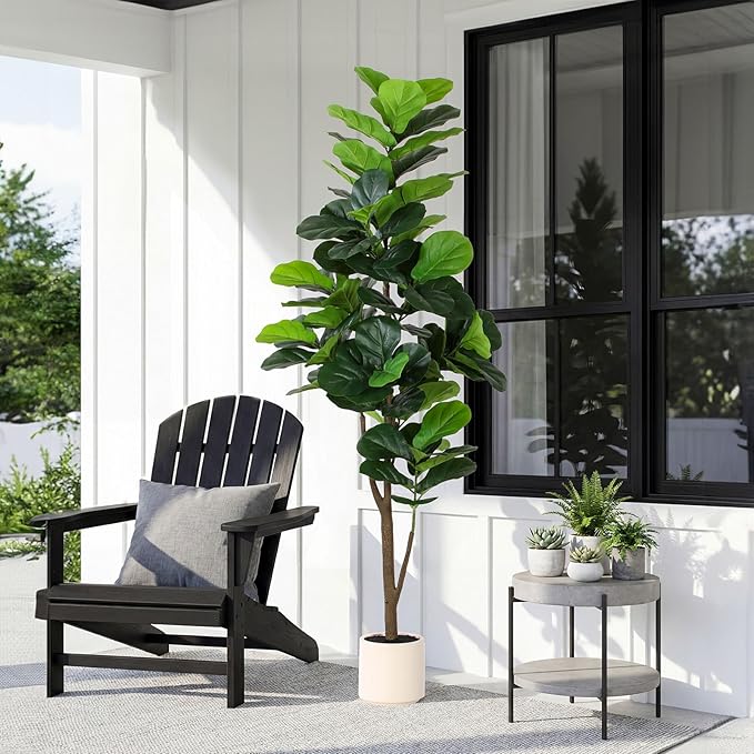 Artificial Fiddle Leaf Fig Tree 6FT with Planter Faux Trees Indoor Tall Artificial Tree, Stable Base, 84 Realistic Leaves, for Indoor/Outdoor Home Office Living Room Decor, Housewarming Gift