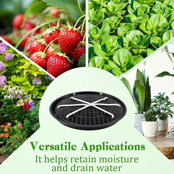5-Pack 12" Plastic Plant Saucer, Self Watering Pots for Indoor Plants, Bottom Plant Water Catcher Tray, Indoor/Outdoor Greenhouse Garden Auto-Irrigation System for 5 Gallon Fabric Grow Bag