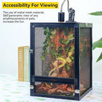 RunDuck 13 Gallon 360° Panoramic Foldable Reptile Terrarium Kit: Crested Gecko Tank and Reptile Cage for Superior Ventilation, Easy Feeding, Sturdiness, and Simple Assembly (Black, 18"x13"x13")