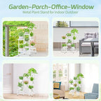 iDavosic.ly Plant Stand Indoor Outdoor, 8 Tier Corner Metal Flower Display Holder Shelf, Folding Tall Orchid Rack for Patio Balcony Porch Garden Living Room House, White