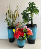 24/21/11 Inch Tall Planter Pots Garden Plastic Planters - Set of 3 for Indoor & Outdoor Use - Decorative Lightweight Flower Pots